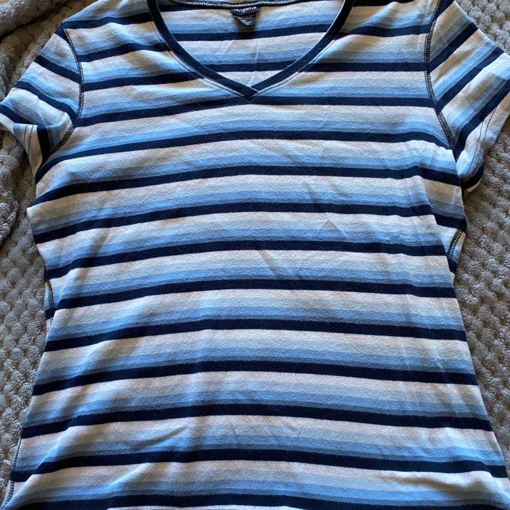 Blue striped v neck tshirt